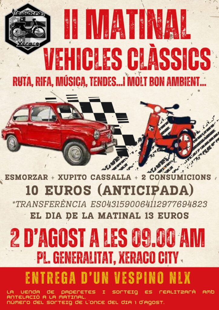 2 Ago 26 – 2a Matinal de Vehículos Clásicos – Xeraco (Valencia)